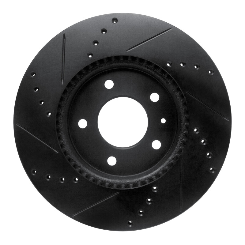 Chevrolet Equinox Brake Rotor (1) - Front Right - R1 Concepts - Drilled & Slotted - Black - `07-`15